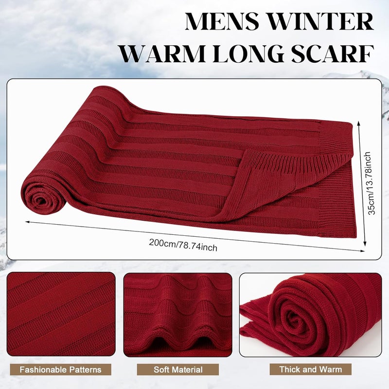 Darller Mens Winter Hats Scarf for Men with Touchscreen Gloves Warm Long Scaves and Skull Caps Beanie Hat Gloves Set - Image 3